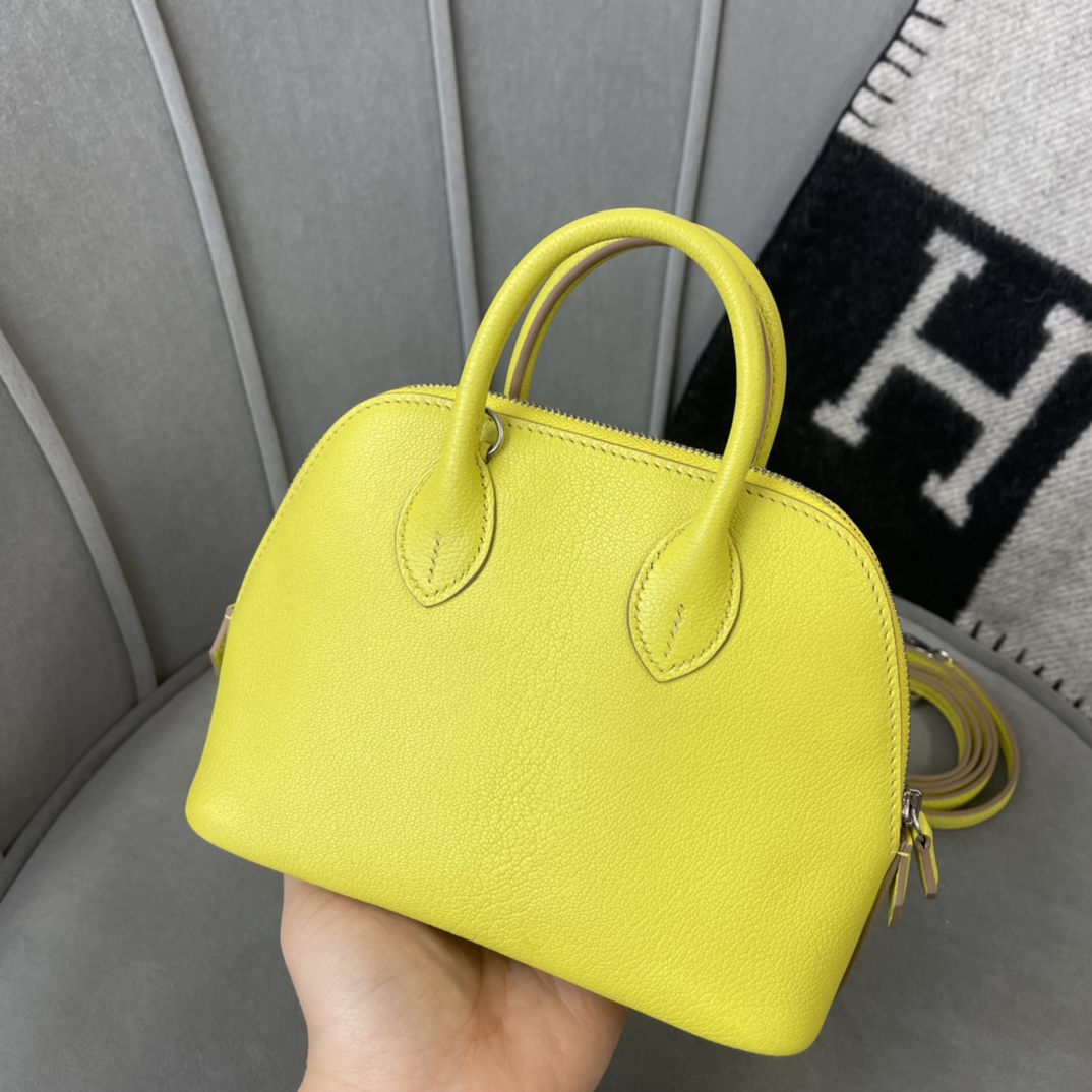 에르메스 미니 볼리드백 레몬 옐로우 은장 염소가죽